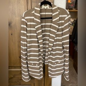 Tan & White Striped Blazer